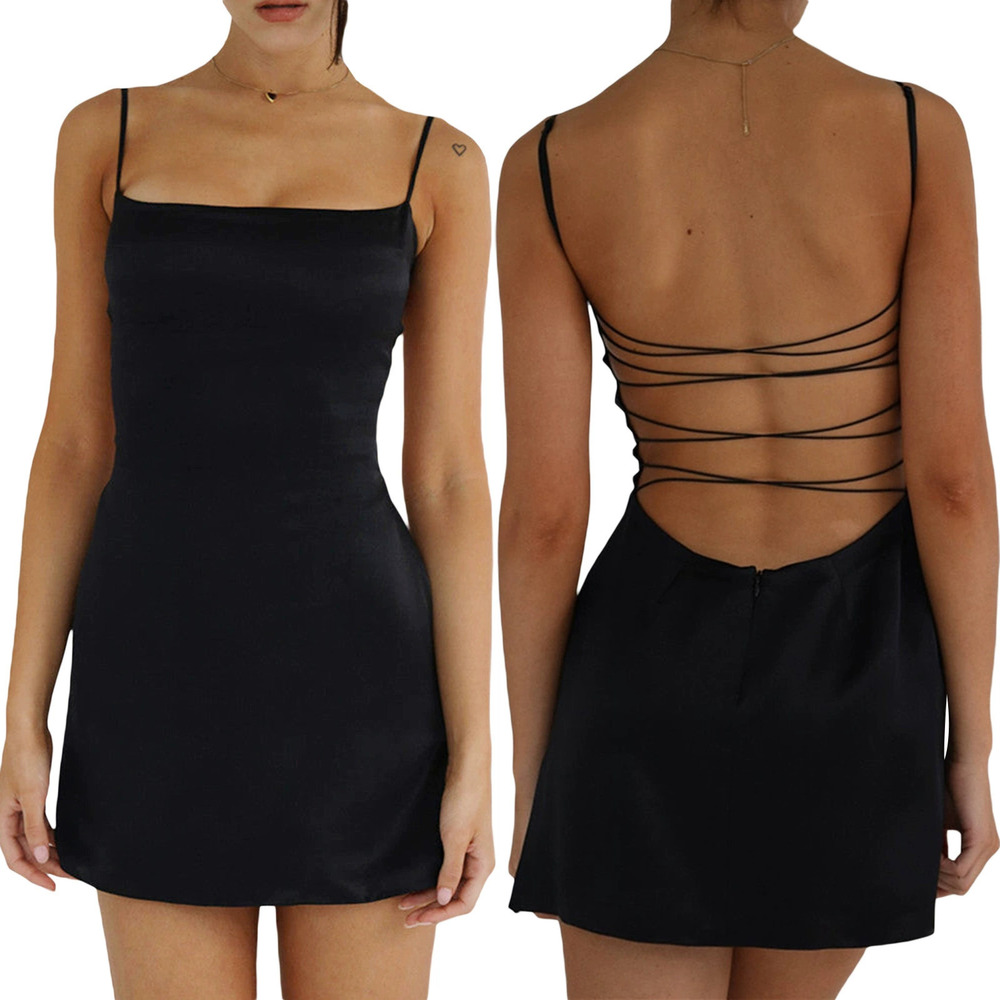 Forever 21 Spaghetti Strap Backless Lace Up Bodycon Dress